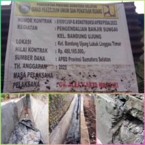 Papan Informasi Proyek PBS Kelurahan Bandung Ujung Diduga Tidak Sesuai Alamat Kecamatan