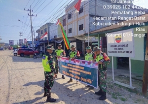 Babinsa Wilayah Kecamatan Rengat Barat Turun Patroli Untuk Pantau Agar Aman Dari Titik Api