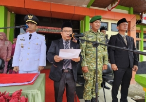 Danposramil 01/Rengat Hadiri Upacara HUT Ke-81 RI di Kecamatan Kuala Cenaku