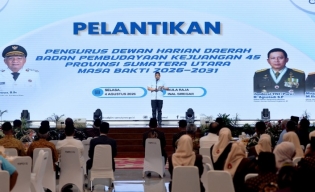 Bupati Asahan Hadiri Pelantikan Pengurus DHD Badan Pembudayaan Kejuangan 45 Provinsi Sumatera Utara Masa Bakti 2026-2031