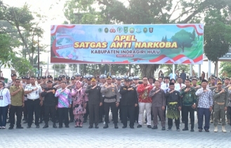 Dandim 0302/Inhu Diwakili Pasi Intel Hadiri Apel Satgas Narkoba Sekaligus Pemusnahan BB Narkoba.