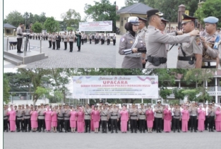 Kapolres Inhu Pimpin Langsung Upacara Sertijab Kasat Binmas Dan Kapolsek Peranap