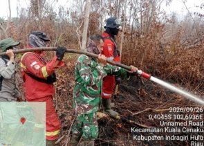 Babinsa dan Tim Gabungan Masih Padamkan Karhutla di Desa Pulau Jumat