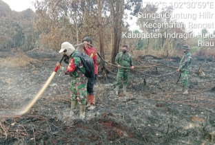 Padamkan Karhutla Di Desa Sei Guntung Hilir Babinsa Dan Tim Gabungan Terus Berjimbaku