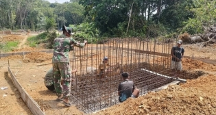 Bangun Jembatan Gantung Garuda di Rakit Kulim Inilah salah satu Bakti TNI AD, Tim Satgas Kodim 0302/Inhu