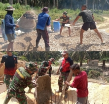 Satgas Jembatan Gantung Garuda Kodim 0302/Inhu Saat Ini Kebut Proses Pengecoran