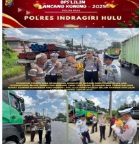 Dalam Rangka Ops Lilin LK 2025 SatlantasPolres Inhu Tertibkan Kendaraan Angkutan Barang Tiga Sumbu