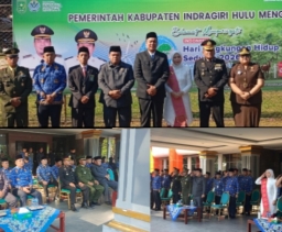Dandim 0302/Inhu Diwakili Danramil 04/PP Hadiri Upacara Harla Pancasila Dan Hari Lingkungan Hidup Sedunia 2026