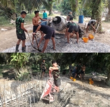 Hubungkan  Akses Antardesa, Satgas Jembatan Kodim 0302/Inhu Kejar Target Pengecoran Pondasi Jembatan Gantung Garuda