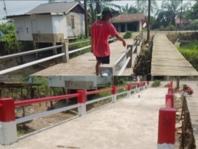 Tim Satgas Kodim 0302/Inhu Percepat Penyelesaian Jembatan Garuda