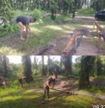 Personel Kodim 0302/Inhu Butuh Ketelitian Dalam Merangkai Besi Untuk Pondasi Jembatan