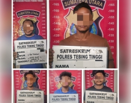 Sat Reskrim Polres Tebing Tinggi Tangkap Lima Pelaku Pencurian Di Gudang CV Tetap Jaya