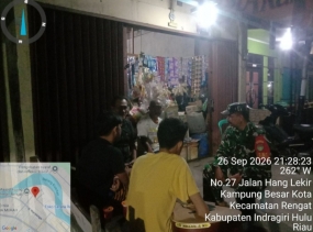 Babinsa Aktif Patroli Malam Diwilayah Kampung Besar Seberang Serta Pastikan Wilayah Aman