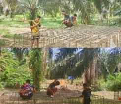 Satgas Jembatan Kodim 0302/Inhu Menggesa Dengan Pekerjaan Rakit Tulangan Besi Beton