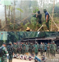 Babinsa Koramil 01/Rengat Sigap Padamkan Karhutla di Desa Pulau Jumat
