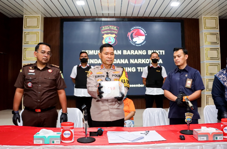 Kapolres Tebing Tinggi Pimpin Pemusnahan Barang Bukti Sabu 1 Kg