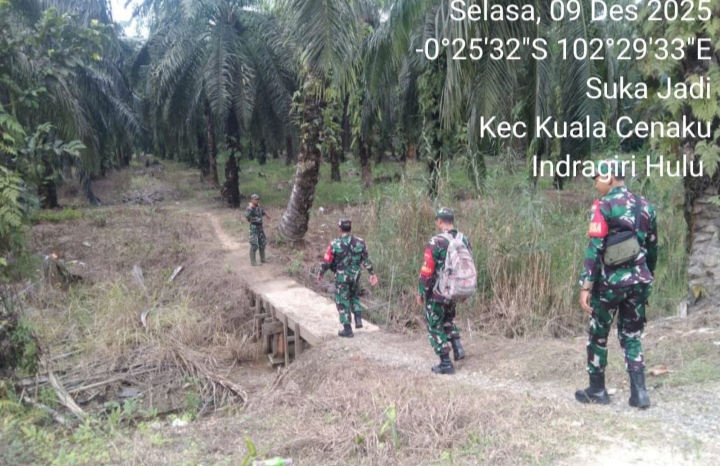 Cegah Karhutla Babinsa Koramil 01/Rengat Kodim 0302/Inhu Melaksanakan Sosialisasi Dan Patroli
