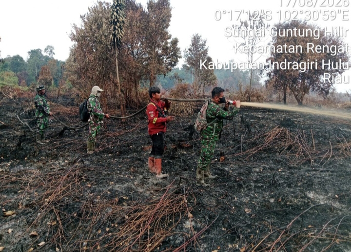 Semarak Perayaan Hari HUT RI Ke-81Babinsa Koramil 01/Rengat Bersama Tim Padamkan Karhutla di