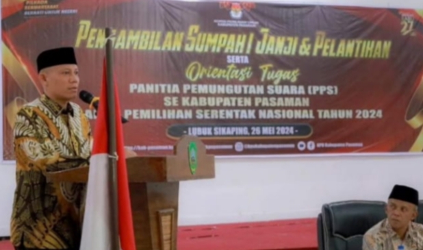 Bupati Pasaman Ucapkan Selamat Kepada Anggota KPPS yang Sudah di Lantik