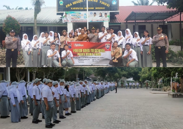 Pimpin Upacara di SMA Negeri 1 Tebingtinggi, Kasat Binmas Sosialisasi Bahaya Narkoba