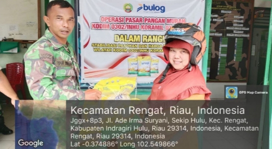 Jaga Stabilisasi Pasokan Harga Pangan, Koramil 01/Rengat Dukung Gerakan Pangan Murah