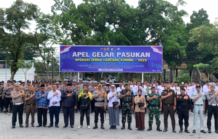 Dandim 0302/Inhu Diwakili Oleh Pasi Pers Hadiri Pelaksanaan Apel Gelar Pasukan Ops Zebra LK