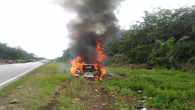 Tabrakan Maut di Koto Gasib, Mobil Terbakar dan Sopir Meninggal