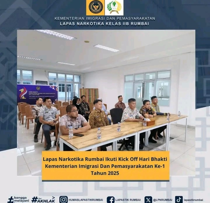 Lapas Narkotika Rumbai Ikuti Kick Off Hari Bhakti Kementerian Imigrasi Dan Pemasyarakatan Ke-1 Tahun 2025.