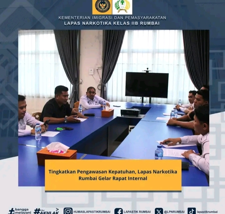 Tingkatkan Pengawasan Kepatuhan, Lapas Narkotika Rumbai Gelar Rapat Internal