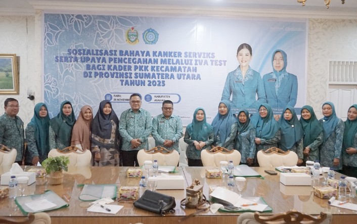 TP. PKK Sumut Sosialisasikan IVA Test Dan Serahkan Bantuan Di Asahan