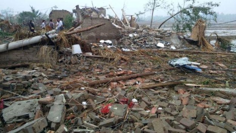 Tornado Landa Jiangsu China, Keadaan Kota Hancur Berantakan