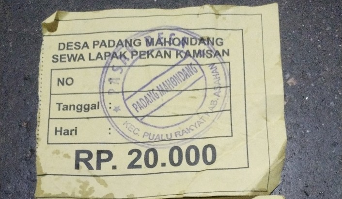 Diduga Pungli, Kutipan Retribusi Pasar/Pekan Kamis Desa Padang Mahondang Kecamatan Pulau Raja Asahan Rp 20.000
