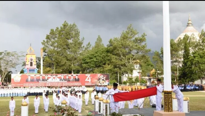 Paskibra Aceh Tengah Sukses Turunkan Bendera Merah Putih