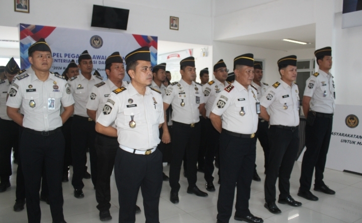 Lapas Narkotika Rumbai Ikuti Apel Bersama Awal Tahun 2026 Kemenko Kumham Imipas