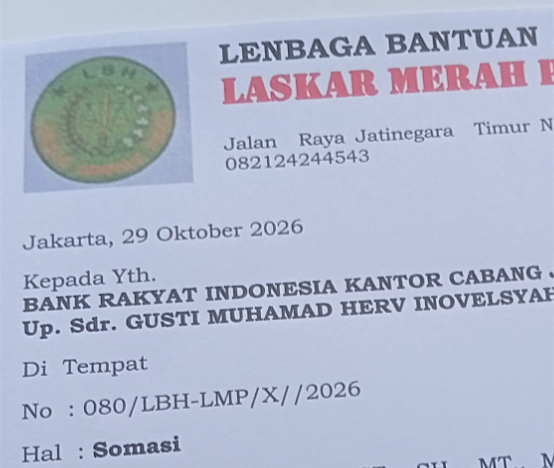 Pimcab BRI Kramat Jakarta Disomasi Terkait Lelang