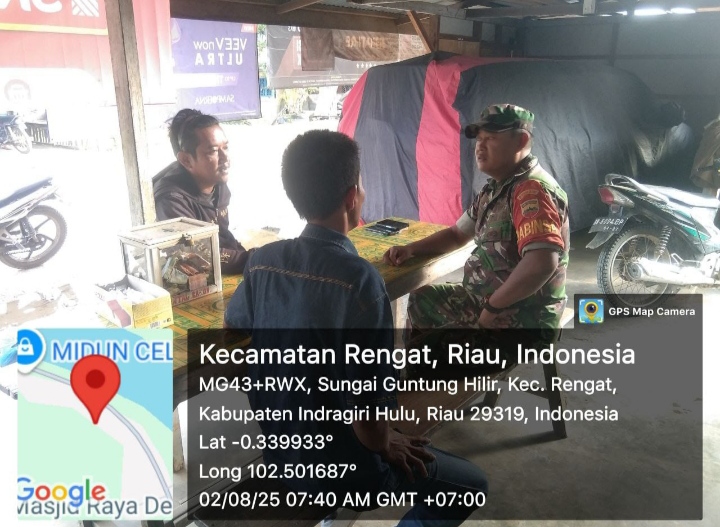 Pantau Wilayah Binaan Sekaligus  Jalankan Komsos Di Desa Sri Guntung