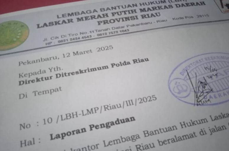 LBH LMP Riau Adukan Dua Manager PT VI ke Polda Riau