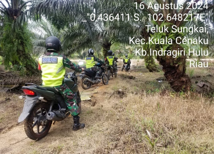 Diperkirakan Rawan Karhutla Kecamatan Kuala Cenaku Anggota Koramil 01/Rengat Kodim 0302/Inhu Lakukan Patroli