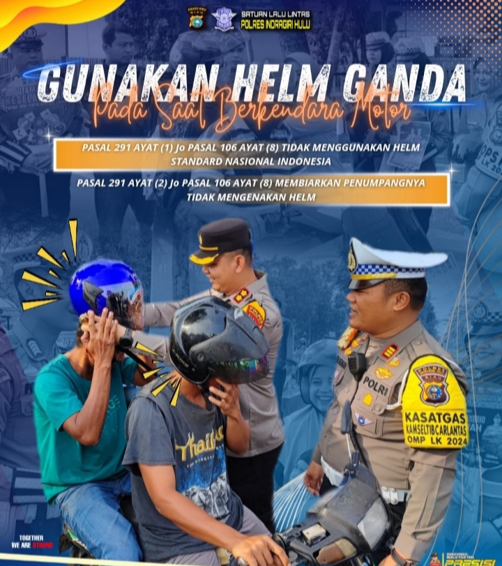 Gelorakan Pengguna Helm Ganda Satlantas Porles Inhu Akan Tindak Pengendara Tindak Pakai Helm Ganda