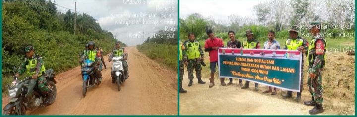 Cegah Karhutla Anggota Koramil 01/Rengat Gencar Patroli dan Sosialisasi Karhutla di Wilayah Binaan