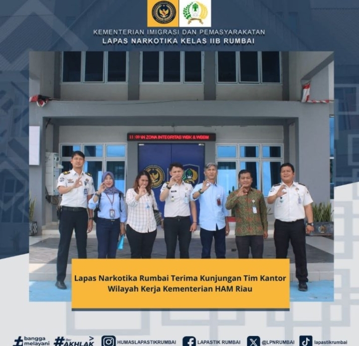 Lapas Narkotika Rumbai Terima Kunjungan Tim Kantor Wilayah Kerja Kementerian HAM Riau