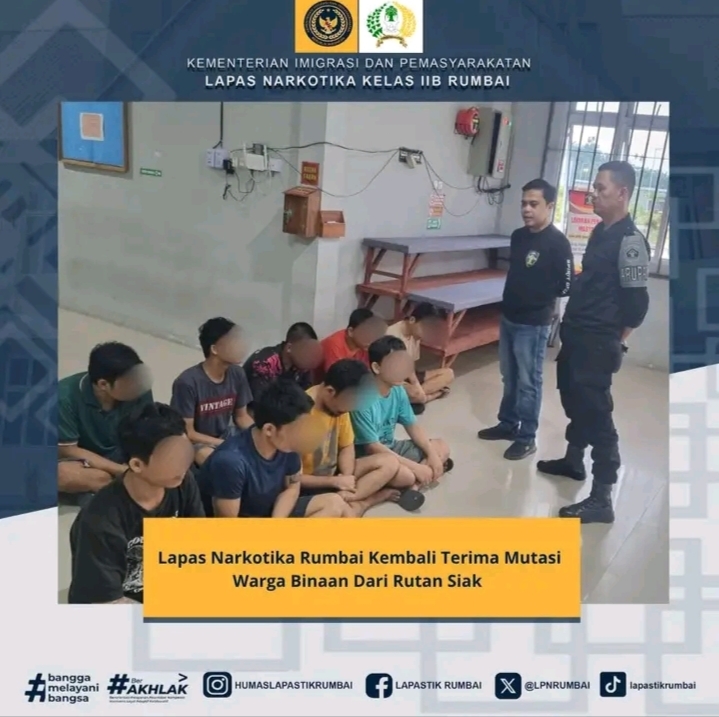 Lapas Narkotika Rumbai Kembali Terima Mutasi Warga Binaan Dari Rutan Siak