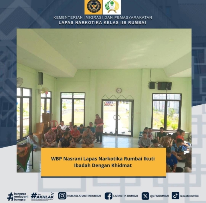 WBP Nasrani Lapas Narkotika Rumbai Ikuti Ibadah Dengan Khidmat