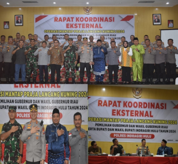 Dandim 0302/Inhu-Kuansing Hadiri Rapat Koordinasi Lintas Sektoral Ops Mantap Praja Lancang Kuning 2024 Terkait Pilkada.