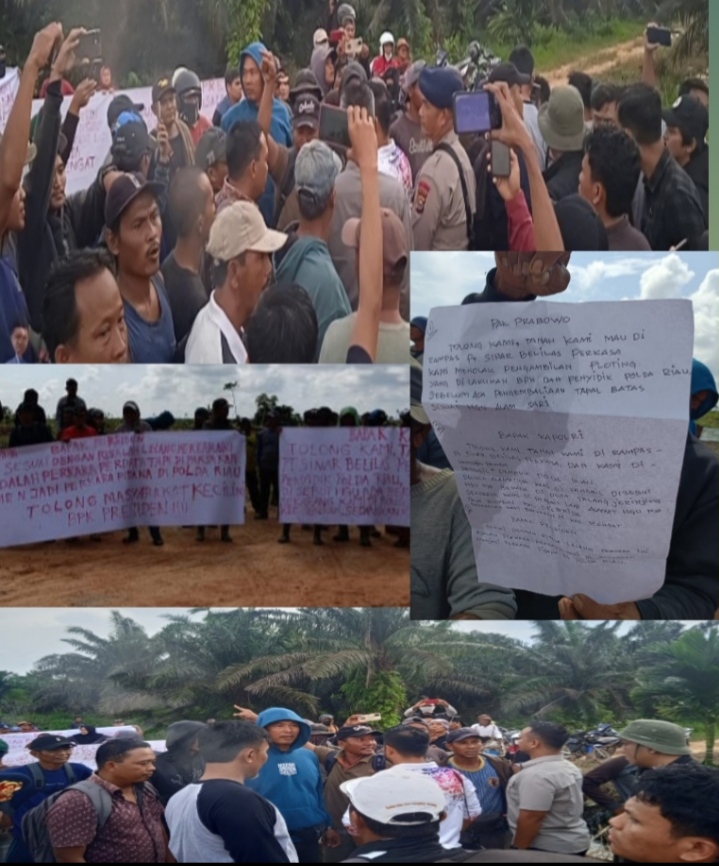 BPN Dan Tim Unit 1 Subdit III Ditreskrim Polda Riau Dan Polres Inhu Dihadang Ratusan Petani Larang Lakukan Plotting Dilahanya