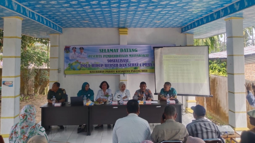 Wakapolsek Padang Hulu Ikuti Sosialisasi PHBS di Aula Kantor Kelurahan Pabatu