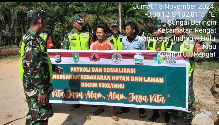 Sambangi Desa Sei Beringin Babinsa Berikan Sosialisasi Untuk Cegah Karhutla Hingga Lakukan Patroli