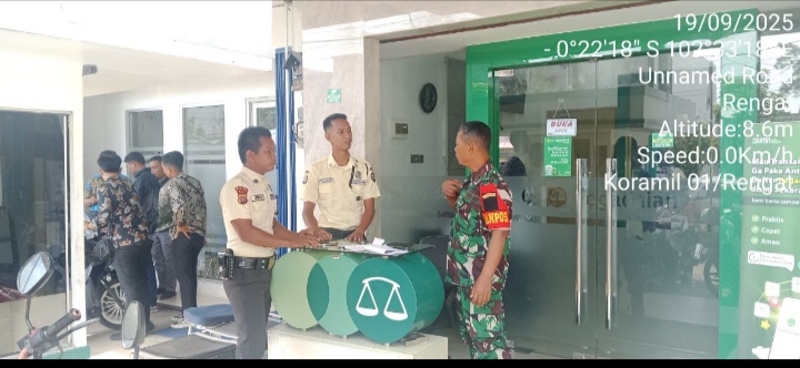 Kunjungi Kantor Penggadaian , Terus Tingkatkan Kewaspadaan, Ini Pesan Danpos Kepada Security