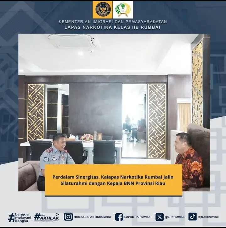 Perdalam Sinergitas, Kalapas Narkotika Rumbai Jalin Silaturahmi dengan Kepala BNN Provinsi Riau