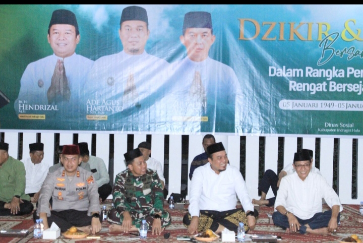 Komandan Kodim 0302/Inhu Hadiri Zikir Dan Doa Bersama Peringati Rengat Bersejarah 5 Januari 1949